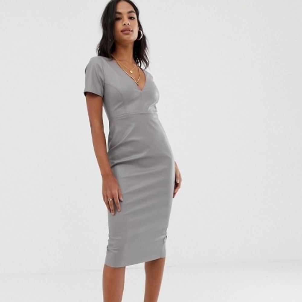 ASOS faux leather midi dress